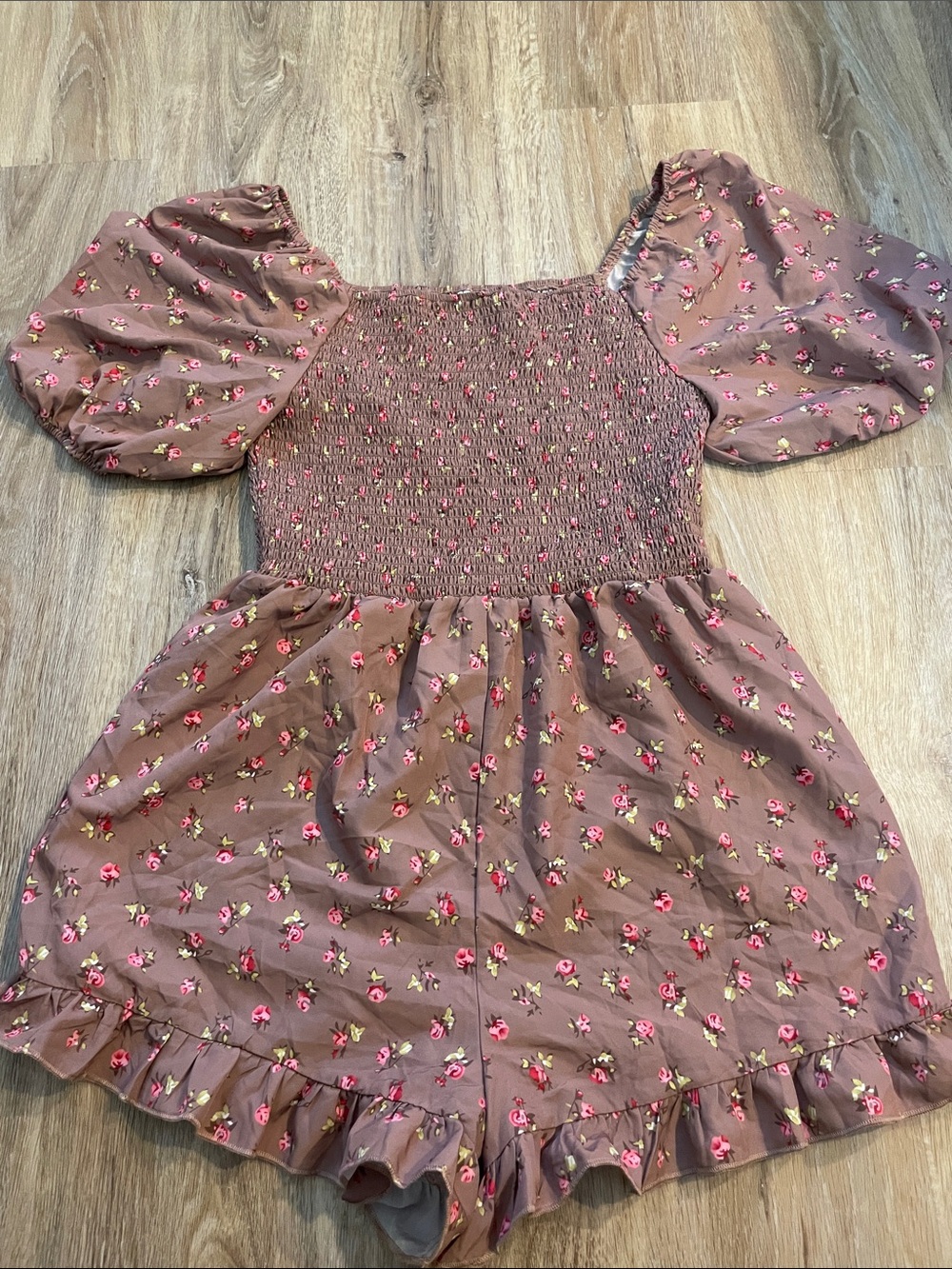 Summer romper Floral Smocked Puff Sleeve Dress